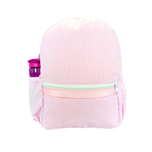 Pink Seersucker Medium Backpack - Doodlebug's Children's Boutique