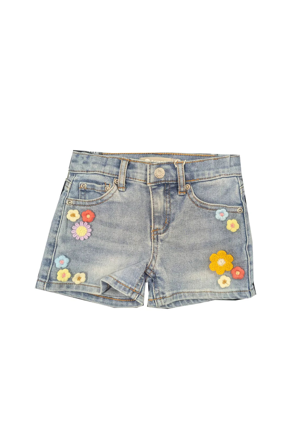High Rise Crochet Flower Denim Shorts - Doodlebug's Children's Boutique