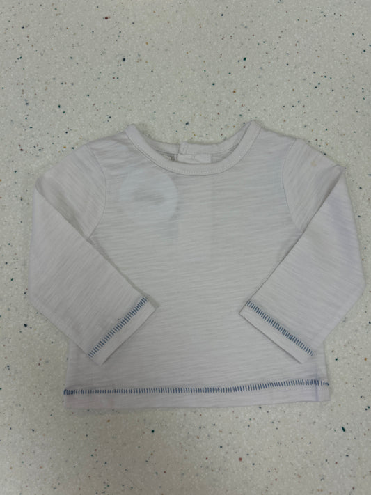 White Long Sleeve Tee with Blue Stitching - Doodlebug's Children's Boutique