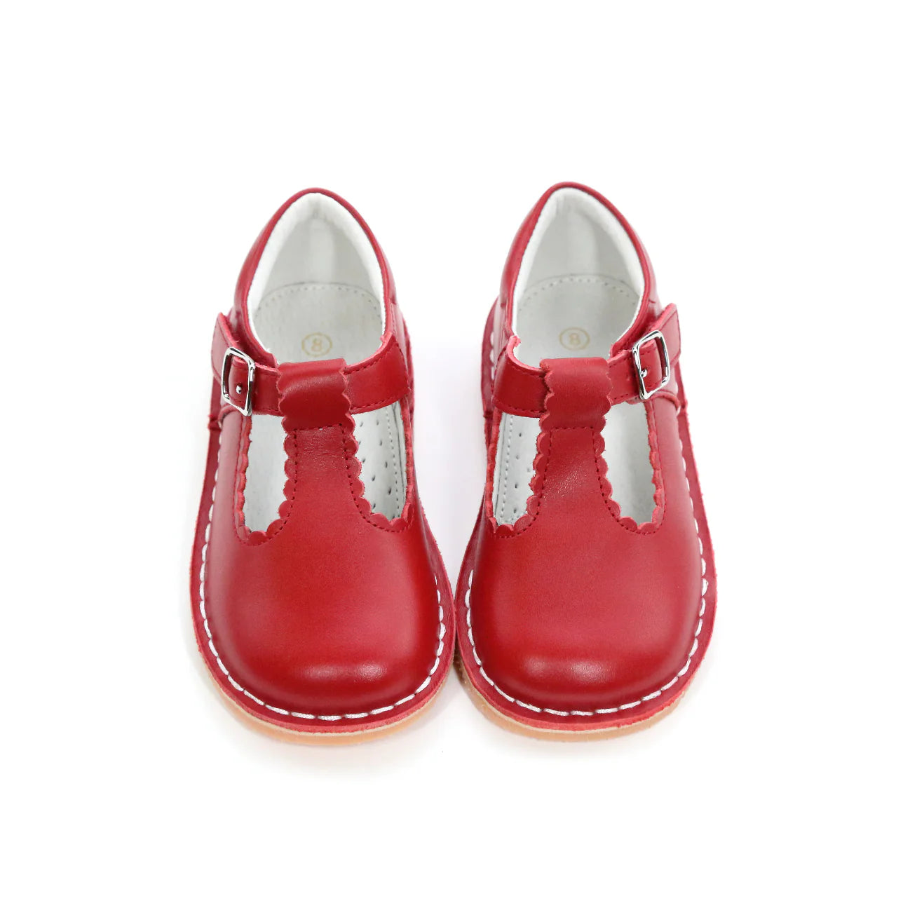 Selina Scalloped T-Strap Mary Jane in Red
