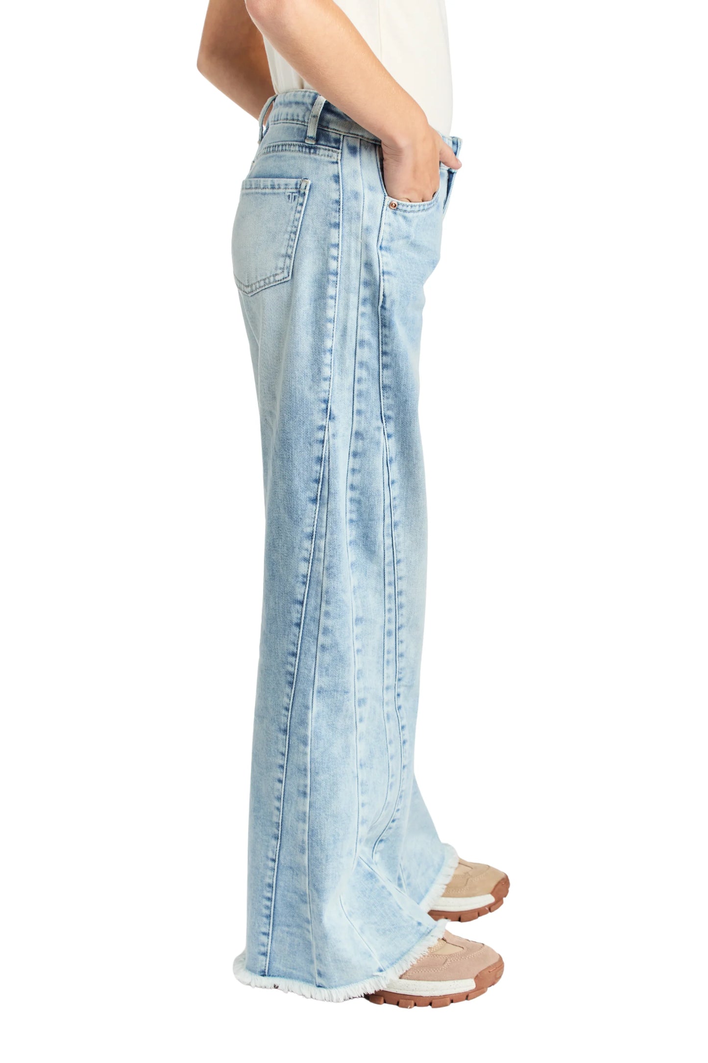 Side Paneled Seam Wide Leg Jean