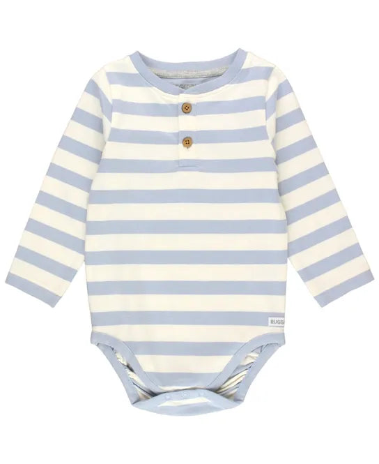 Frost Blue Stripe Henley Bodysuit  - Doodlebug's Children's Boutique