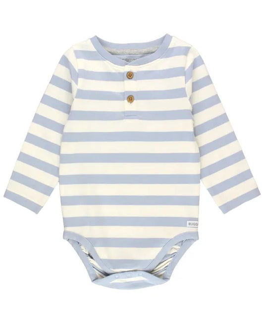 Frost Blue Stripe Henley Bodysuit  - Doodlebug's Children's Boutique