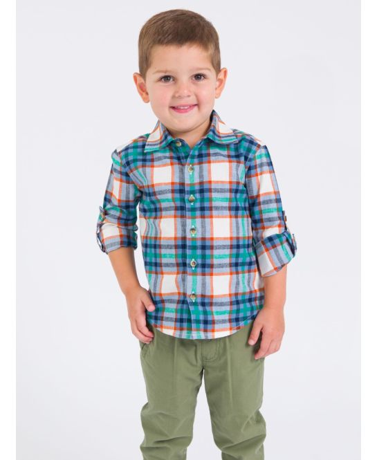 Peyton Plaid Long Sleeve Button Down Shirt - Doodlebug's Children's Boutique