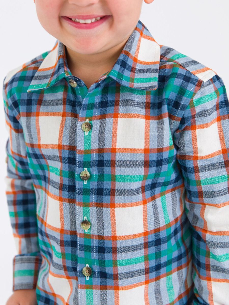 Peyton Plaid Long Sleeve Button Down Shirt - Doodlebug's Children's Boutique