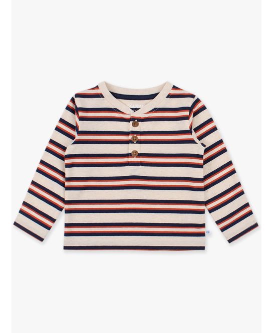 Heather Oatmeal and Rust Long Sleeve Henley Tee - Doodlebug's Children's Boutique