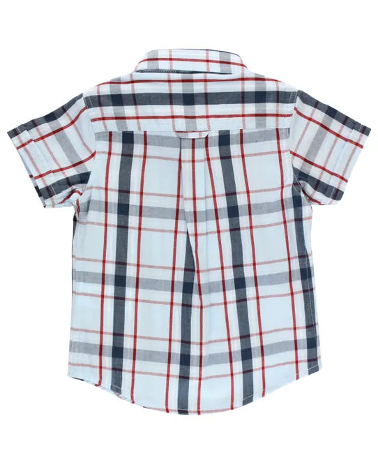 Short Sleeve Button Down Shirt in Liberty Plaid  - Doodlebug's Children's Boutique