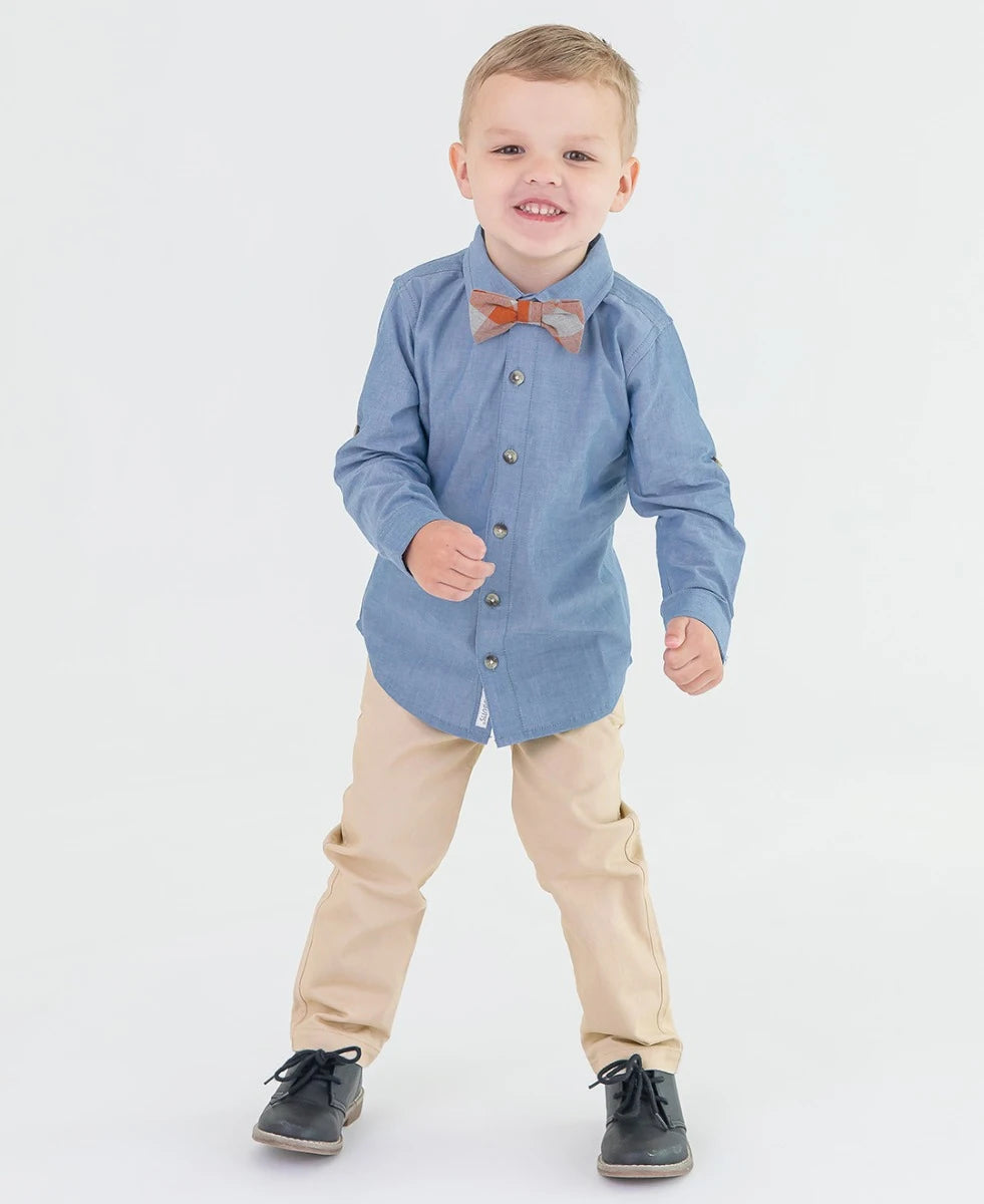 Khaki Stretch Chino Pants  - Doodlebug's Children's Boutique