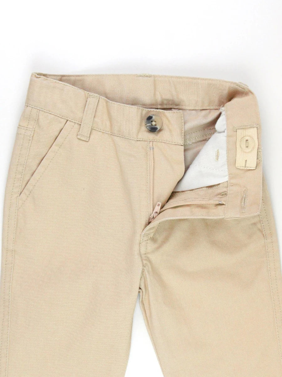 Khaki Stretch Chino Pants  - Doodlebug's Children's Boutique