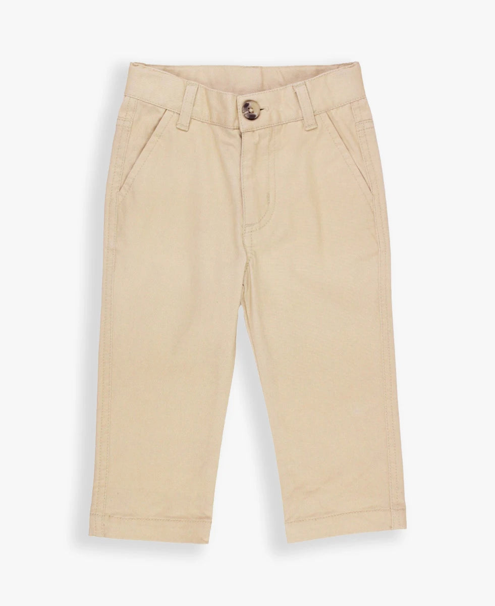 Khaki Stretch Chino Pants  - Doodlebug's Children's Boutique