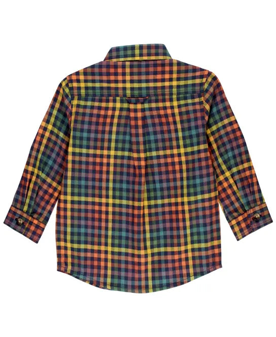 Harvest Rainbow Gingham Long Sleeve Button Down Shirt  - Doodlebug's Children's Boutique