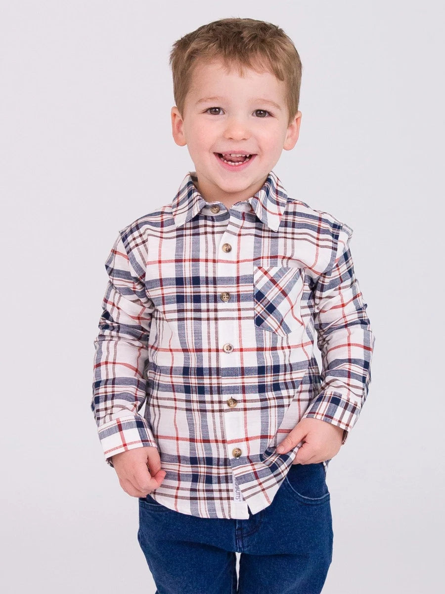 Homegrown Harvest Plaid Long Sleeve Button Down Shirt  - Doodlebug's Children's Boutique