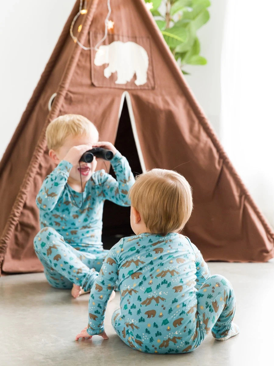 Long Sleeve Pajama Set in Beary Happy Camper  - Doodlebug's Children's Boutique