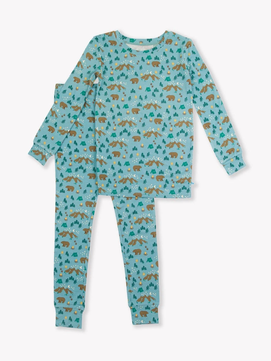 Long Sleeve Pajama Set in Beary Happy Camper  - Doodlebug's Children's Boutique