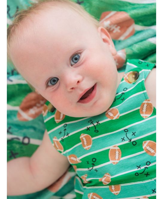 Tackles & Touchdowns Knit Longall Pocket Romper - Doodlebug's Children's Boutique