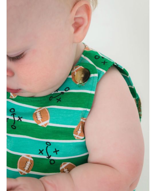 Tackles & Touchdowns Knit Longall Pocket Romper - Doodlebug's Children's Boutique