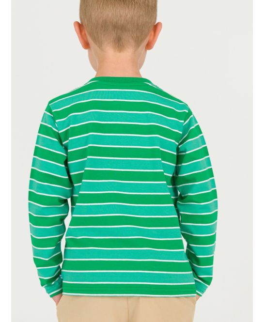 Green Stripe Football Henley - Doodlebug's Children's Boutique