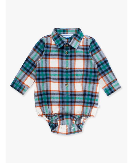 Peyton Plaid Long Sleeve Button Down Bodysuit - Doodlebug's Children's Boutique