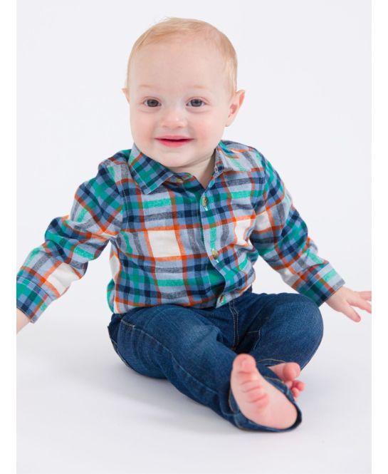 Peyton Plaid Long Sleeve Button Down Bodysuit - Doodlebug's Children's Boutique