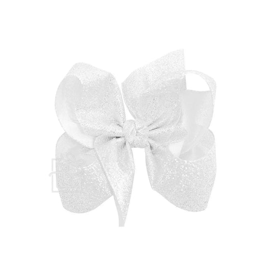 Jumbo Glitter Bow in White  - Doodlebug's Children's Boutique