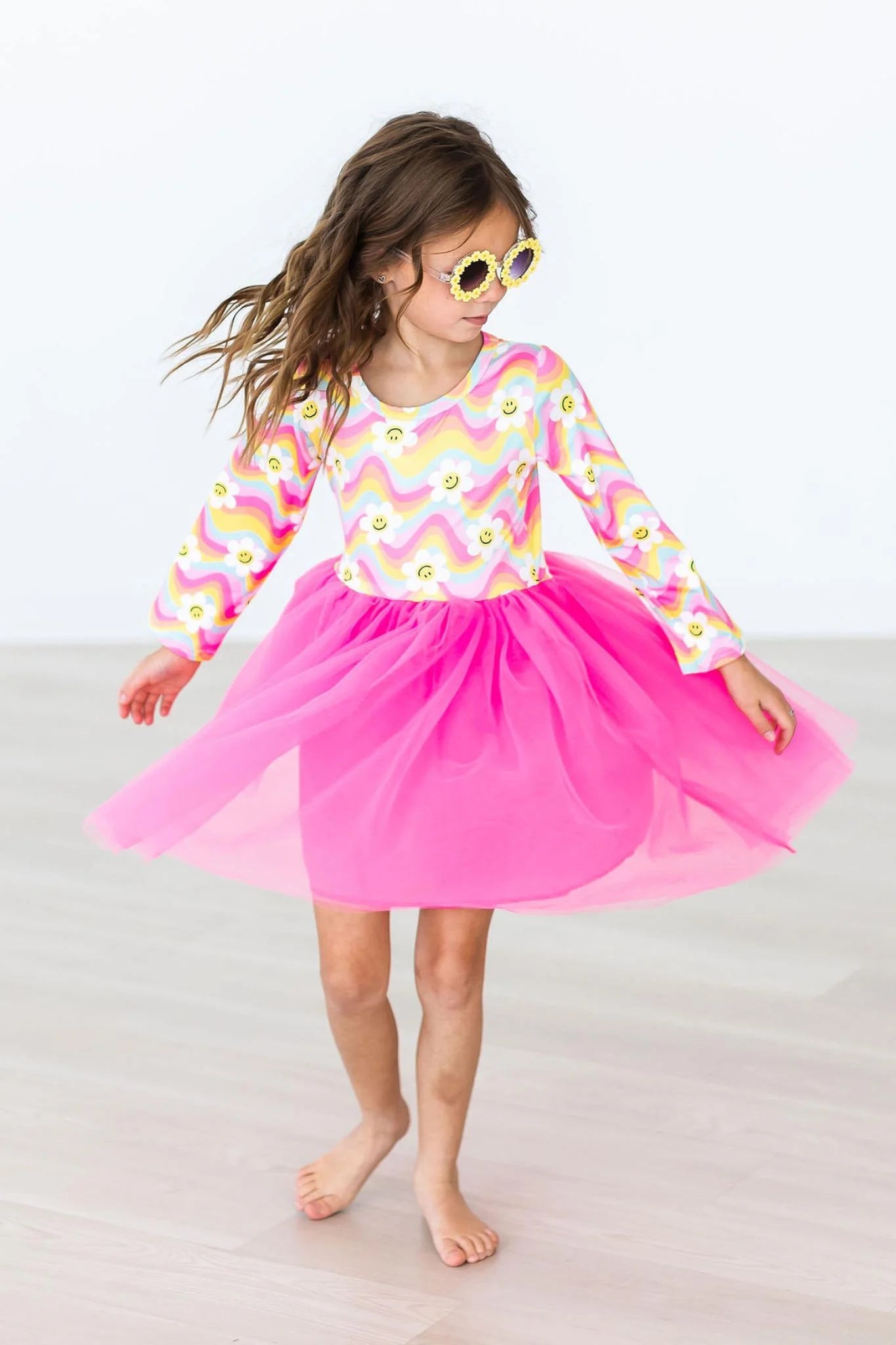 Smiling Daisies Long Sleeve Tutu Dress  - Doodlebug's Children's Boutique