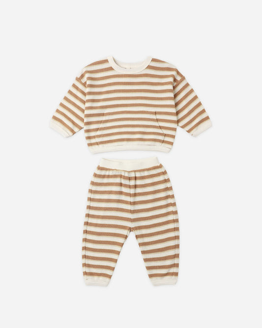 Waffle Slouch Set in Spice Stripe