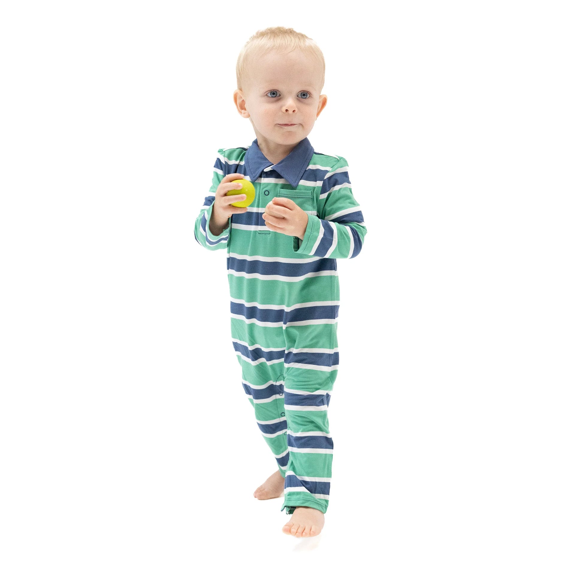 Rugby Stripe Polo Romper - Doodlebug's Children's Boutique