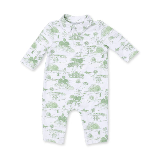 Golf Toile Polo Romper - Doodlebug's Children's Boutique