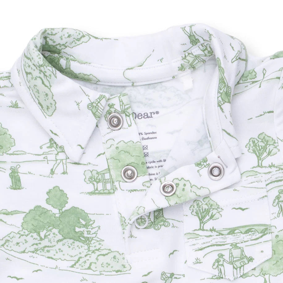Golf Toile Polo Romper - Doodlebug's Children's Boutique