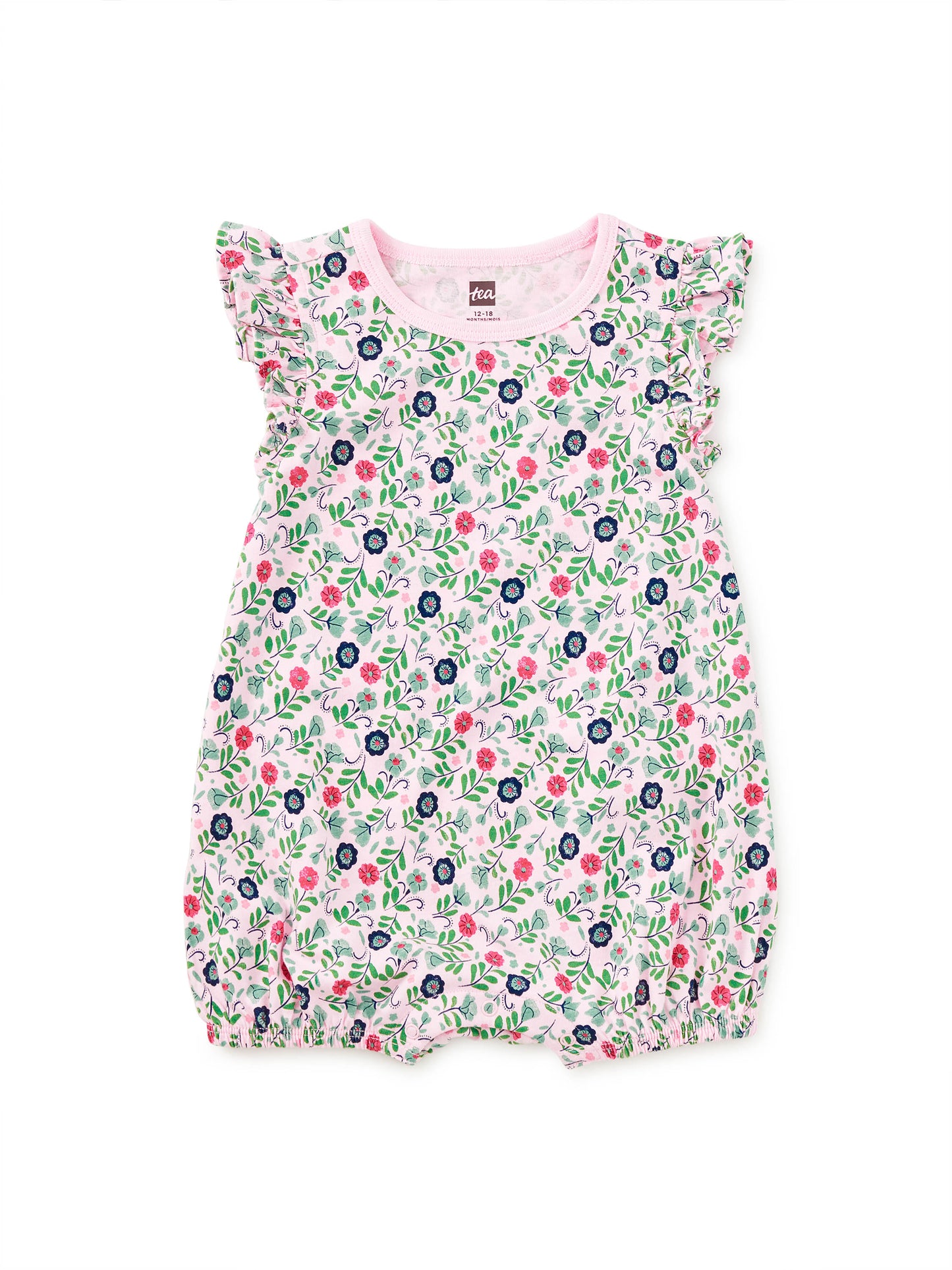 Azulejo Floral Flutter Baby Romper - Doodlebug's Children's Boutique