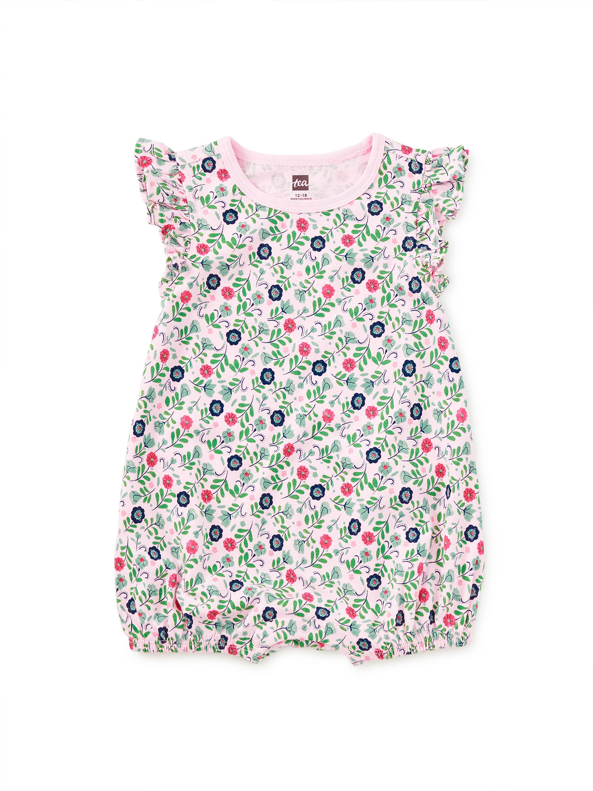 Azulejo Floral Flutter Baby Romper - Doodlebug's Children's Boutique