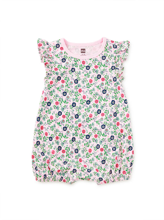 Azulejo Floral Flutter Baby Romper - Doodlebug's Children's Boutique