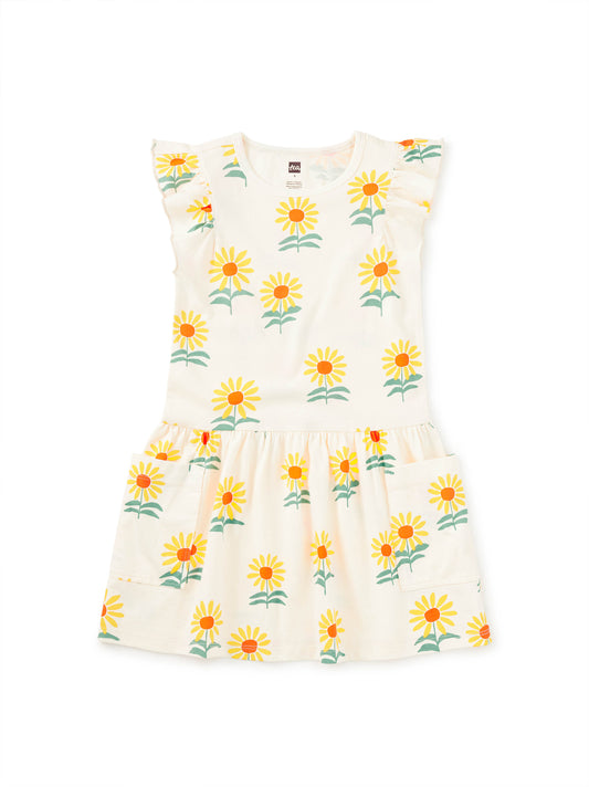 Sunflowers Flutter Sleeve Pocket Dress - Doodlebug's Children's Boutique