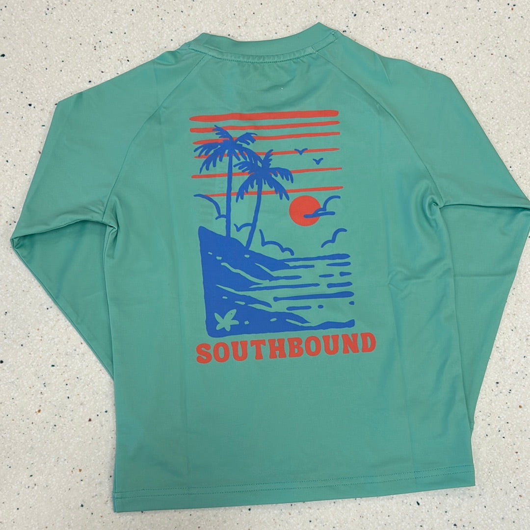 Long Sleeve Performance Tee in Palms  - Doodlebug's Children's Boutique
