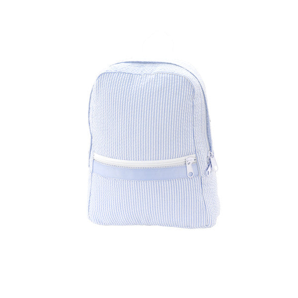 Baby Blue Seersucker Small Backpack  - Doodlebug's Children's Boutique