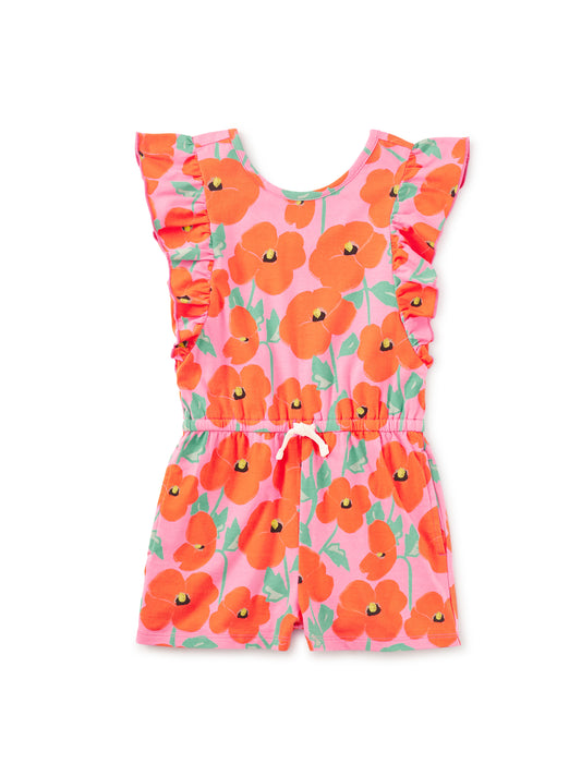Poppy Poppies Flutter Sleeve Romper - Doodlebug's Children's Boutique
