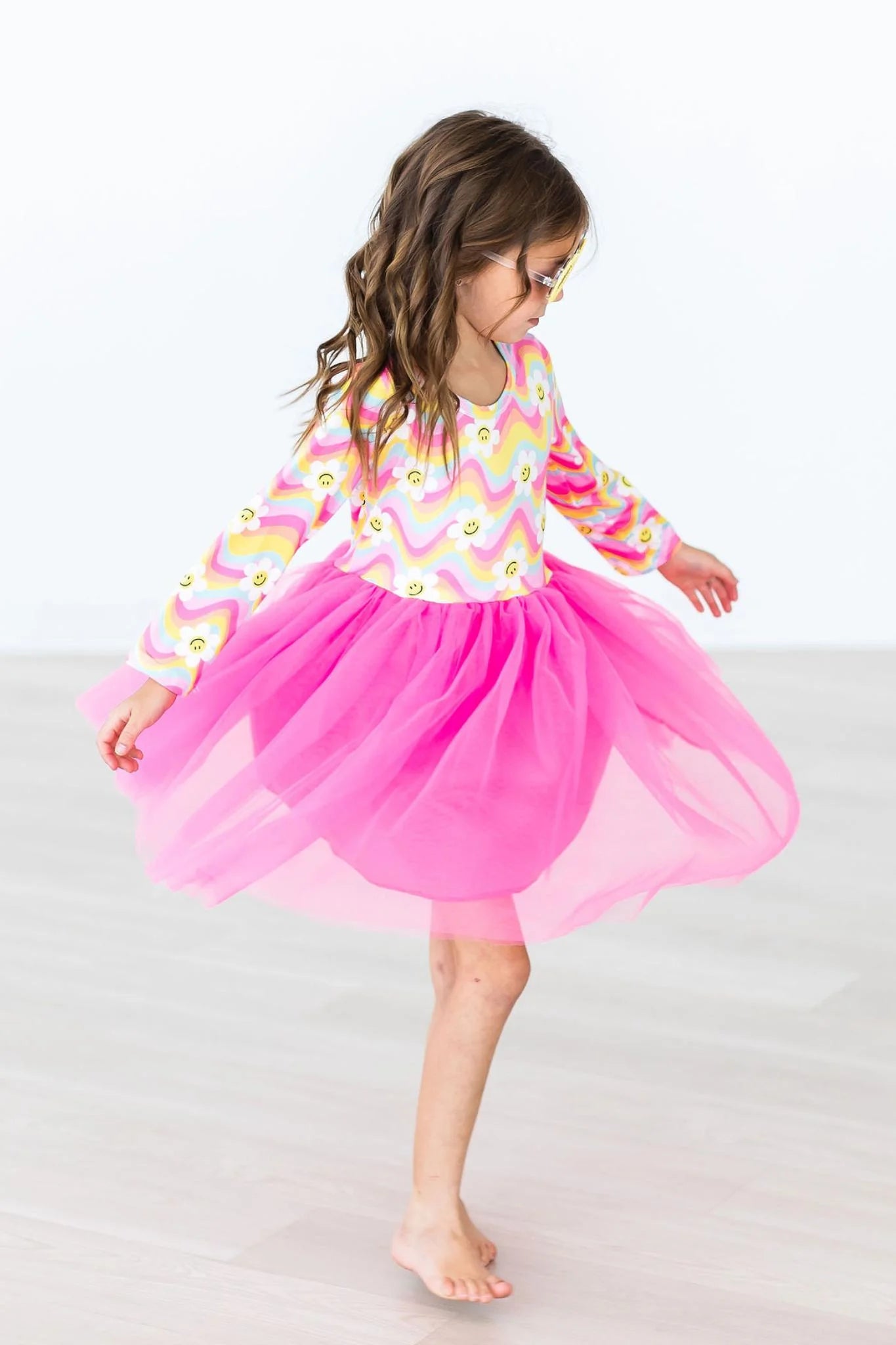 Smiling Daisies Long Sleeve Tutu Dress  - Doodlebug's Children's Boutique