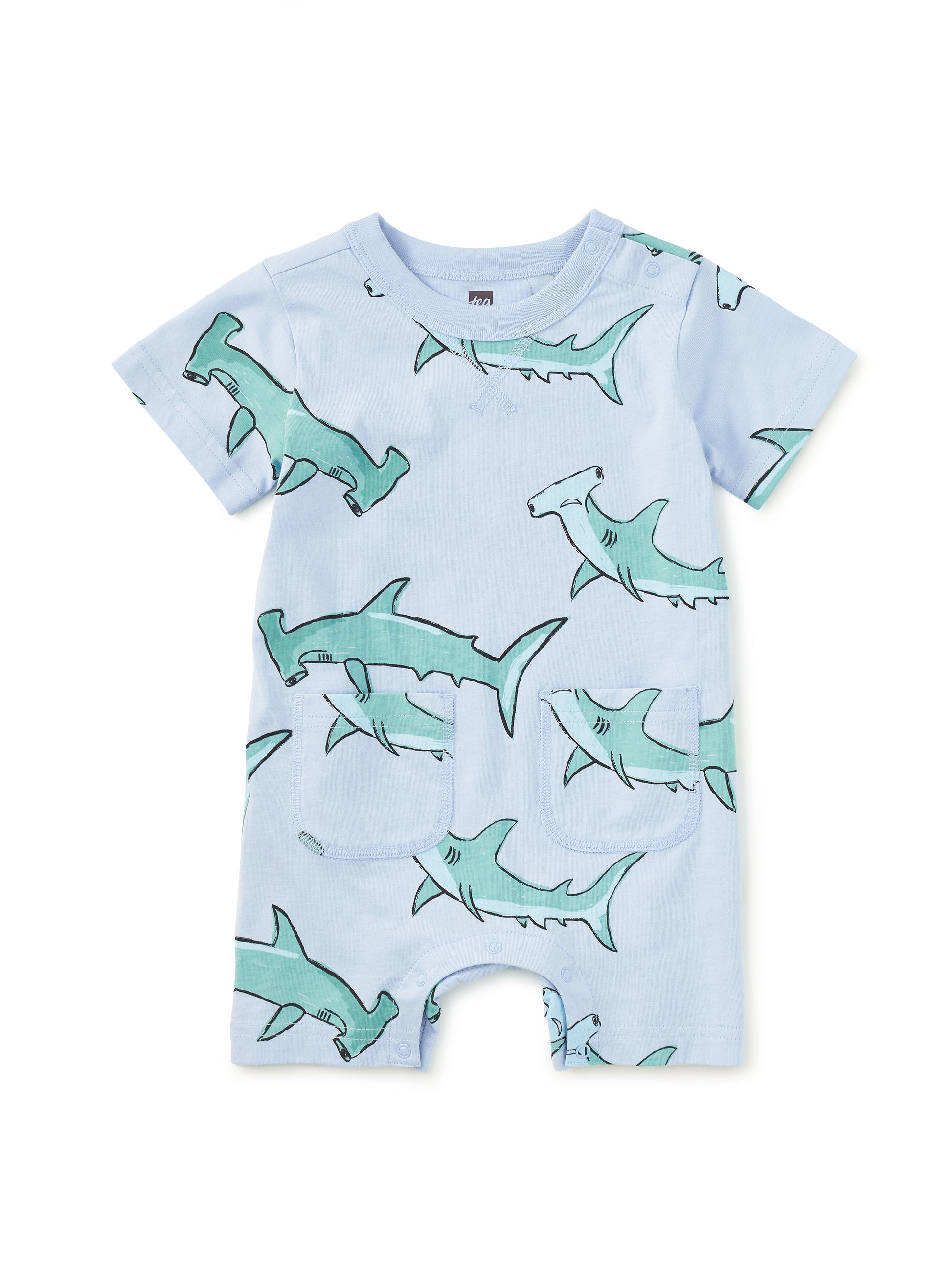 Hungry Hammerheads Double Pocket Romper - Doodlebug's Children's Boutique