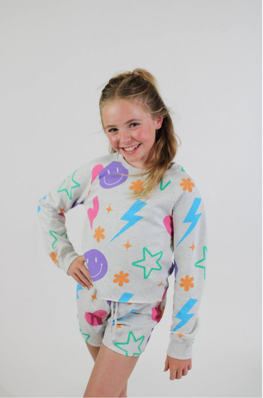 All Over Icons Sweatshirt - Doodlebug's Children's Boutique