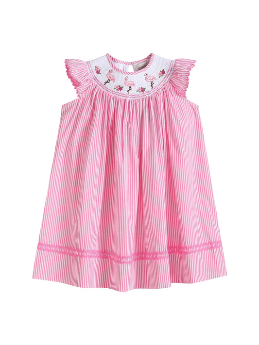 Flamingo Smocked Bishop Dress  - Doodlebug's Children's Boutique