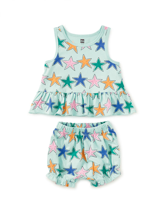 Starfish Ruffle Tank Set - Doodlebug's Children's Boutique