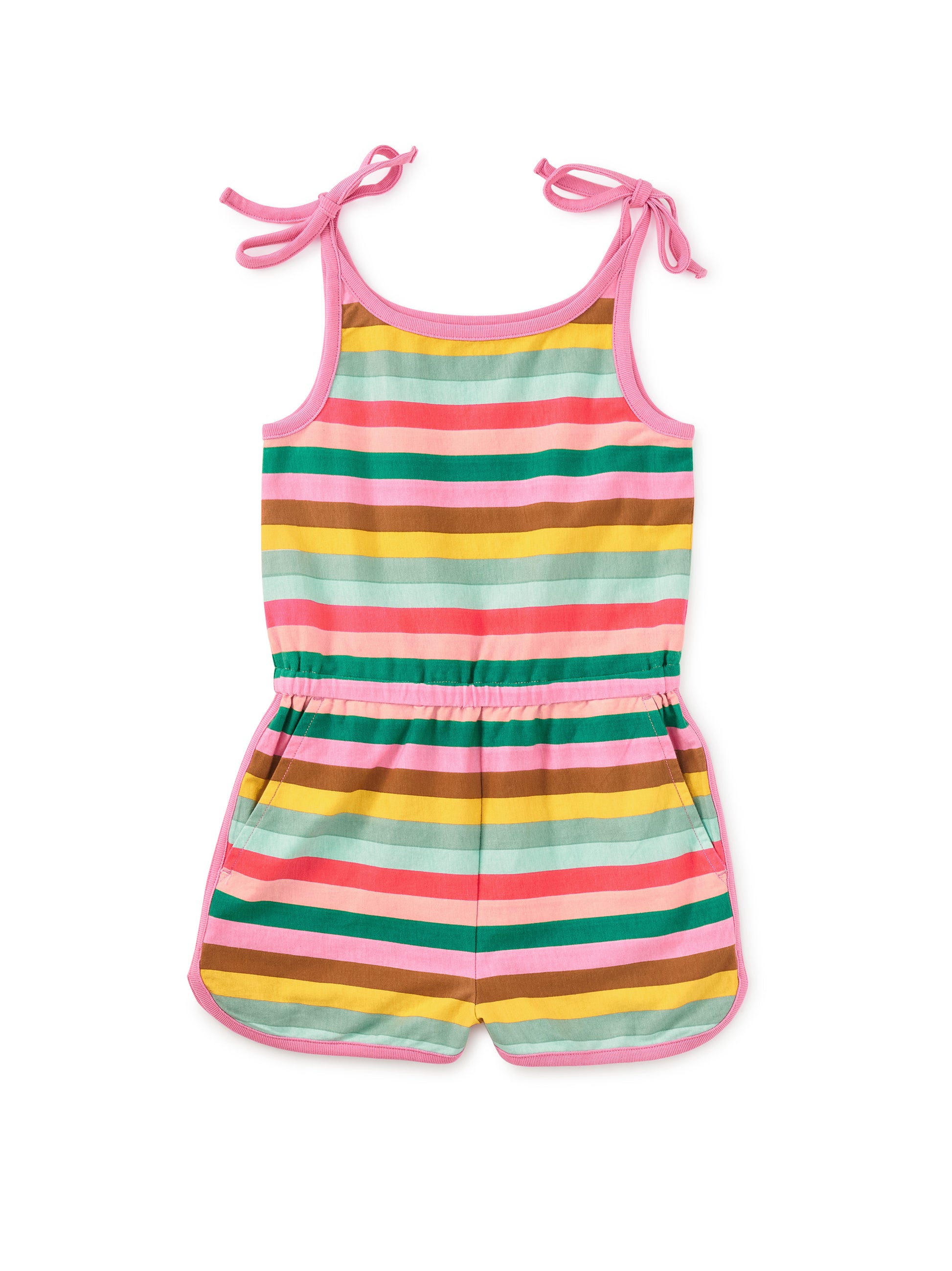 San Sebastian Stripe Tie Shoulder Sporty Romper - Doodlebug's Children's Boutique