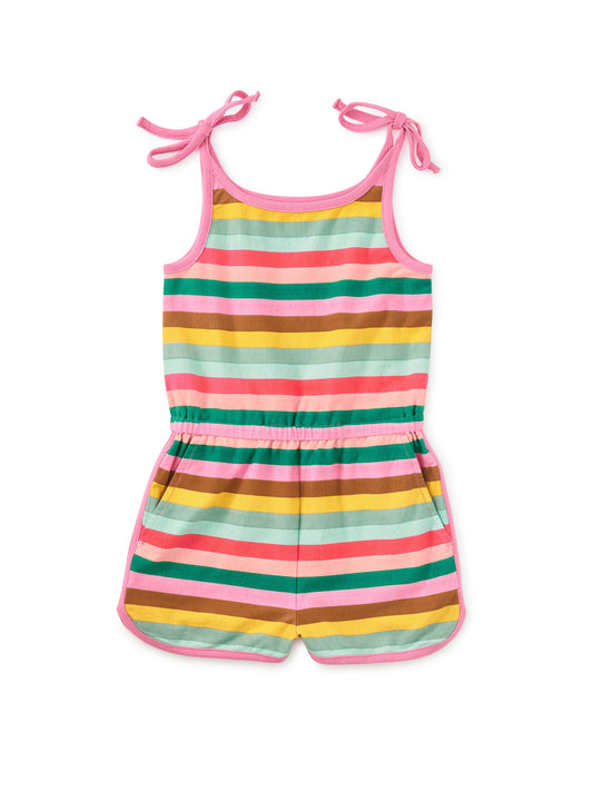 San Sebastian Stripe Tie Shoulder Sporty Romper - Doodlebug's Children's Boutique
