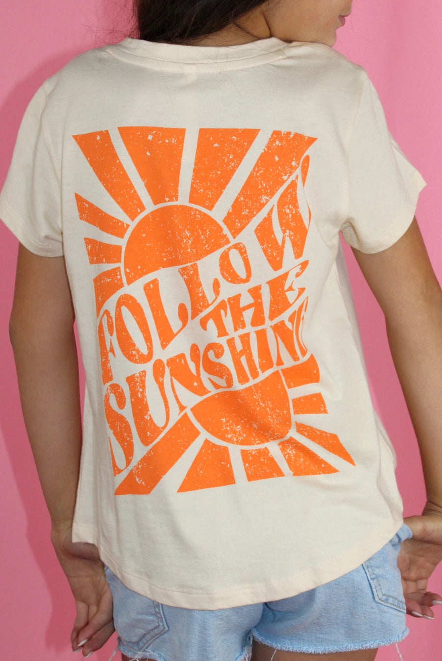Follow the Sunshine Front Knot Pocket Tee - Doodlebug's Children's Boutique