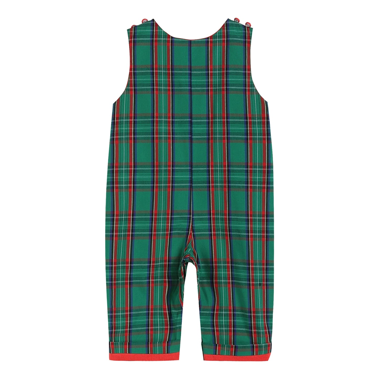 Green Gingham Santa Overalls  - Doodlebug's Children's Boutique