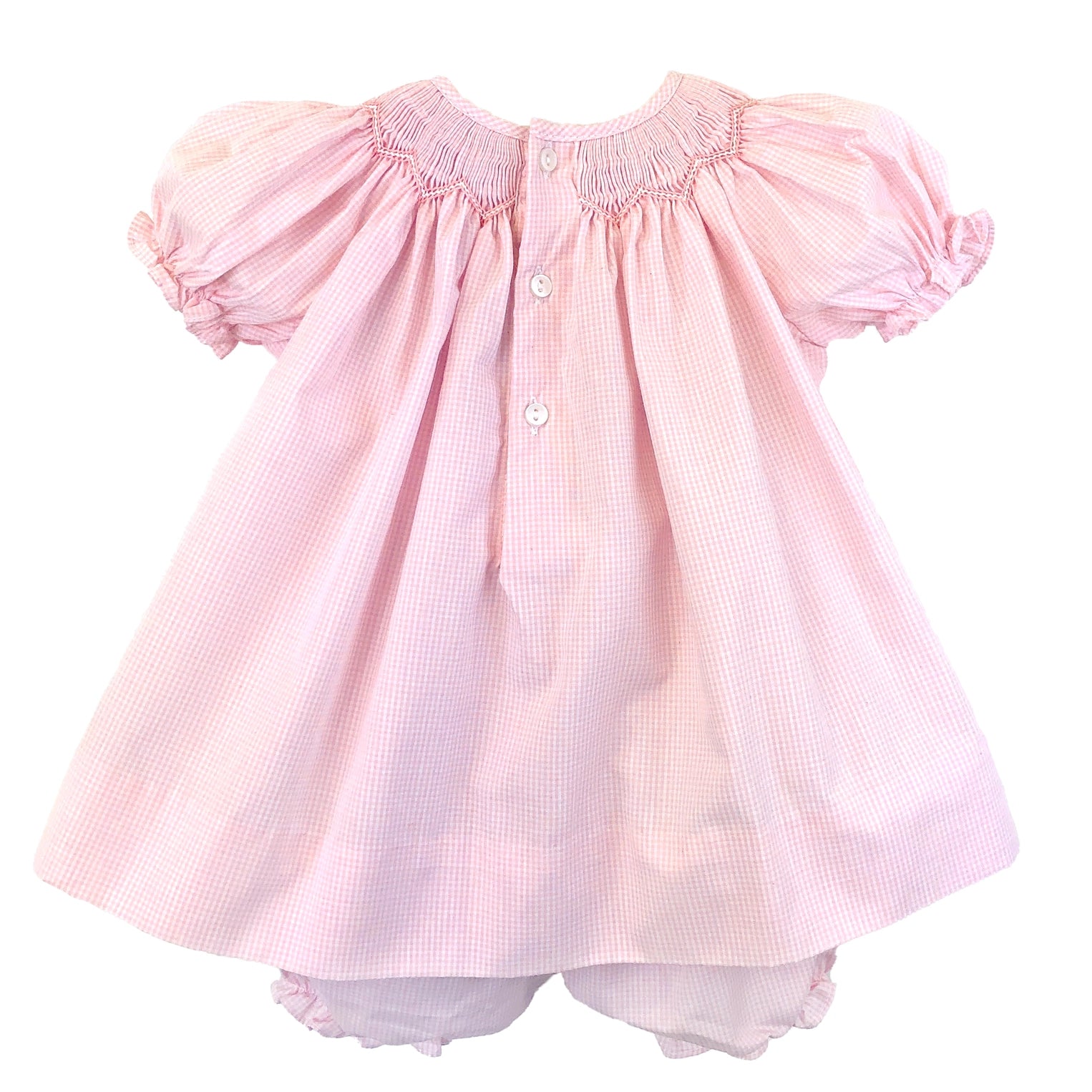 Pink Gingham Newborn Bishop Dress Set - Doodlebug's Children's Boutique