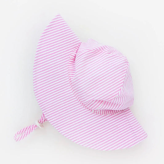 Pink Seersucker Sun Hat - Doodlebug's Children's Boutique