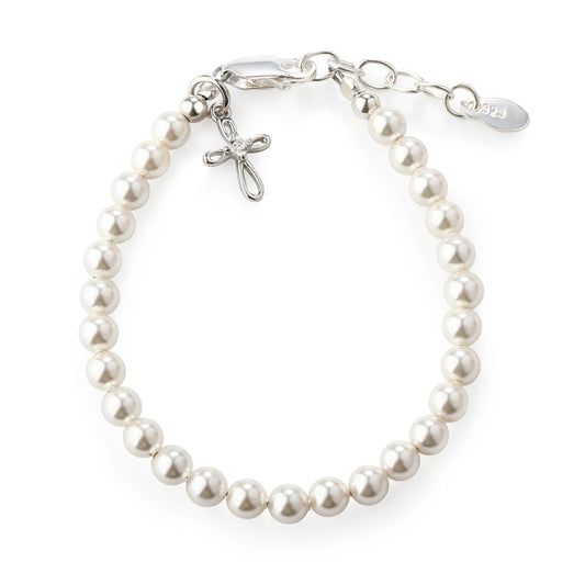 Lacey Sterling Silver Pearl Infinity Cross Bracelet - Doodlebug's Children's Boutique
