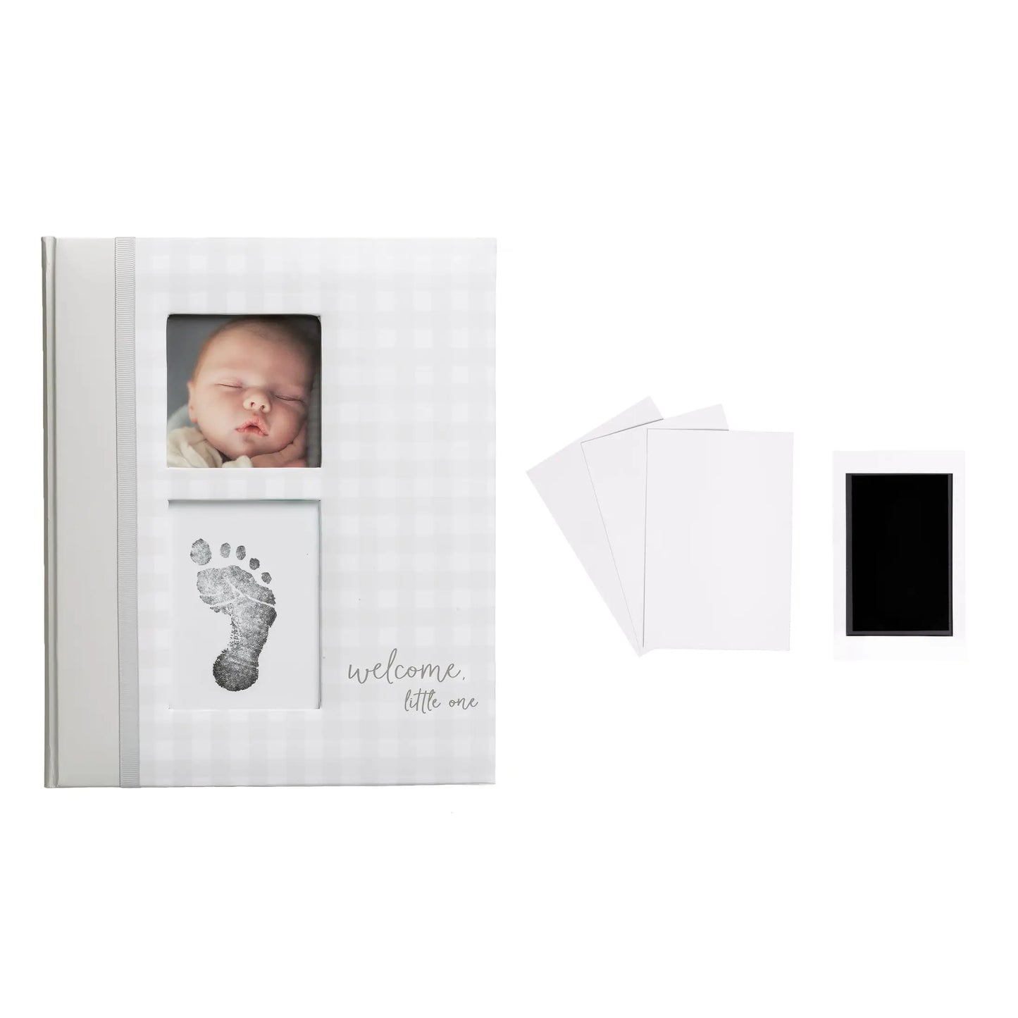 Gray Gingham Baby Book  - Doodlebug's Children's Boutique