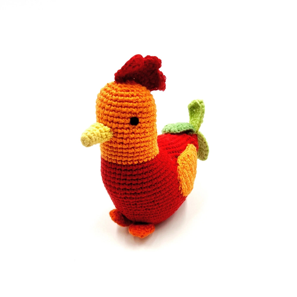 Plush Red Rooster Rattle  - Doodlebug's Children's Boutique